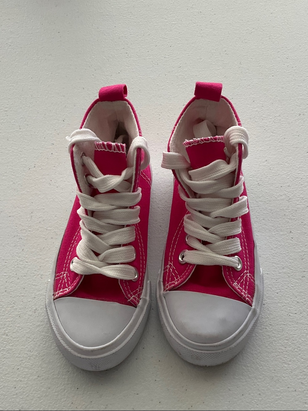 🌺$3.00 Kids Hot Pink High-Top Canvas Sneakers with White Laces